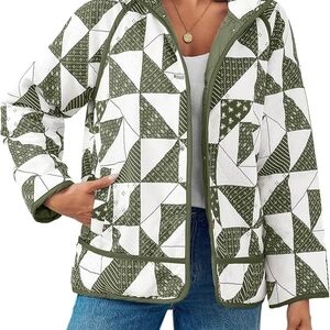 Quilted Puffer Jacket Patchwork Lightweight Padded Puffy Down Coat